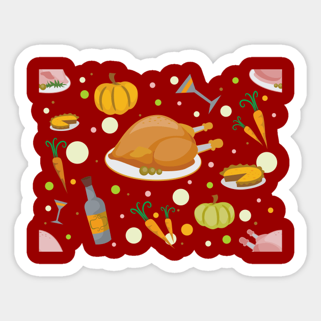 Fall Thanksgiving Pattern Sticker by Ken Adams Store